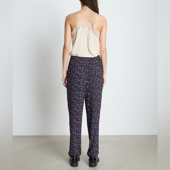 NWT Anthropologie x Stella Nova Olive Pants in Navy Ditzy Blue‎ Floral Print XS - Picture 2 of 14